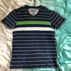 Striped Navy White and Green Aeropostale Shirt
